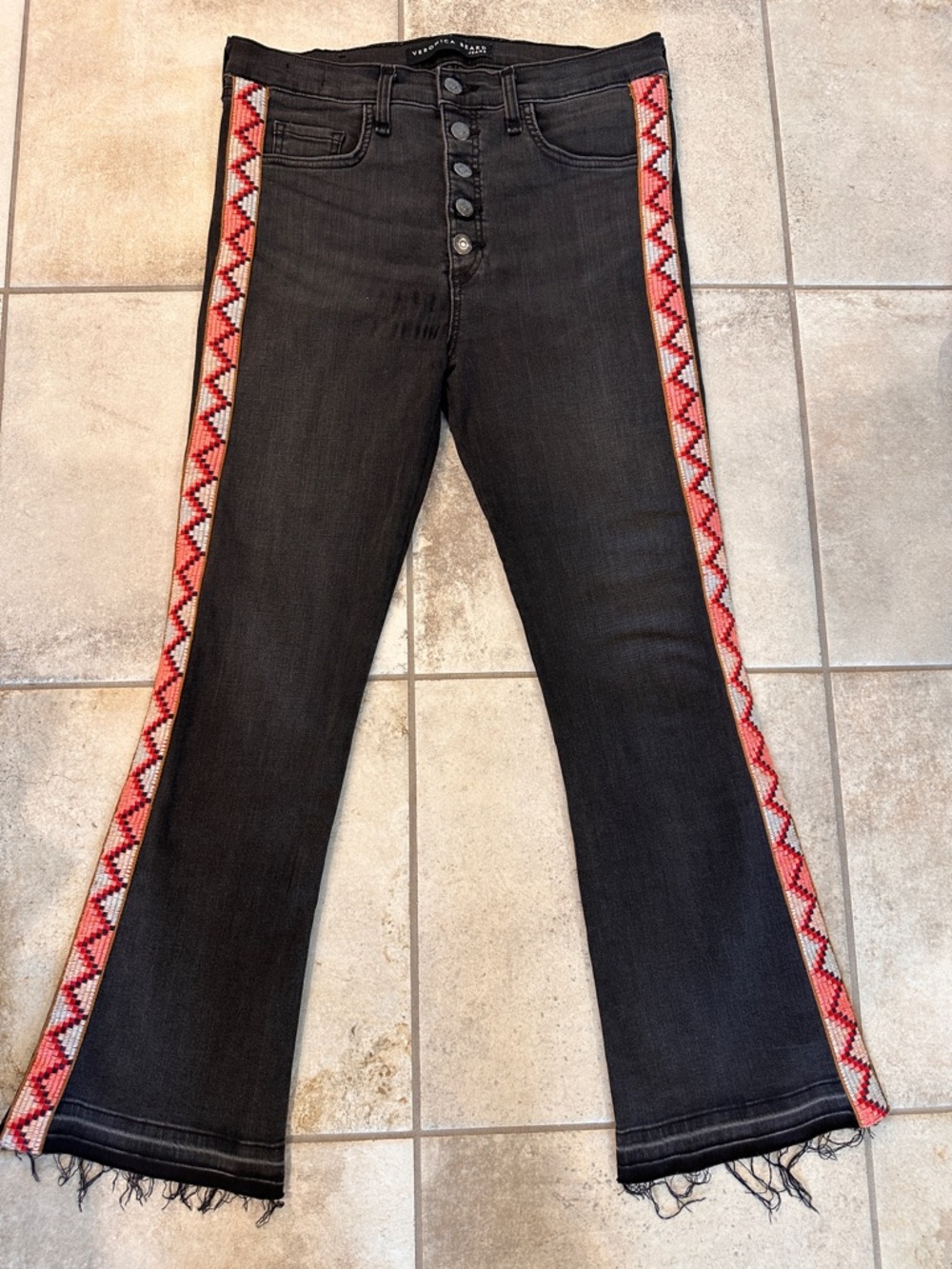 Veronica Beard embellished black jeans